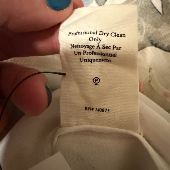 LoveShackFancy SILK Cream Floral Mini Dress Long Sleeve with Tiered Skirt - Picture 10 of 10